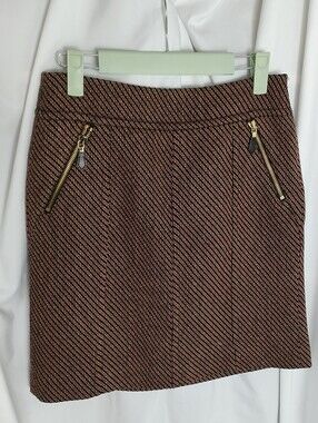 Ann Taylor Pencil Skirt Textured Brown Black Size 0 Petite